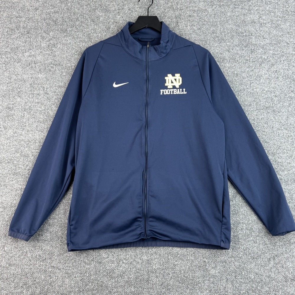 Nike ND Jacket Mens L Navy Notre Dame Fighting Irish Football Dri-FIT Full Zip